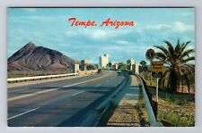 Tempe AZ-Arizona, Looking Across Tempe Bridge, Antique Vintage Souvenir Postcard picture