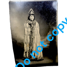 Antique Tintype Native Man in FUR CLOAK Headpiece Native American or New Zealand picture