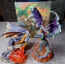 2 Vtg Summit Collection Myths & Legends Fire Breathing Dragon Figures Statue picture