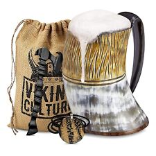 Viking Culture Ox Horn Mug Norse Pendant & Bottle Opener-Natural Finish|The Jarl picture