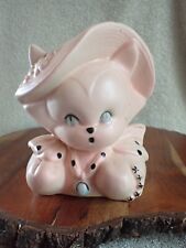 Darling Vintage HULL USA Pottery Pink Cat in Hat Planter picture