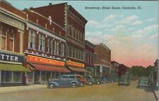 1940s Postcard Centralia, Illinois IL Broadway Street View Woolworth UNP B4631d2 picture