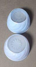 VTG Anderson Erickson Dairy Cottage Cheese Glass Swirl Bowls Light Blue Lot of 2 picture