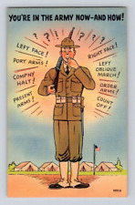 1940'S. YOU'RE IN THE ARMY NOW-AND HOW. POSTCARD MM28 picture