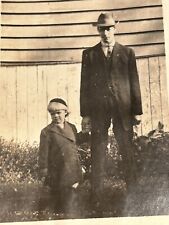 Vintage Antique Photo Man Suit Hat Boy Long Coat Old House picture