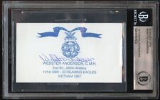 Webster Anderson d2003 signed autograph Army Vietnam MOH Business Card BAS Slab picture