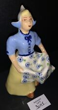 Vintage Porcelain Ceramic Figurine Dutch Girl Woman Apron Ring Trinket Holder picture
