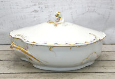 Vintage Haviland Limoges France Porcelain Soup Tureen/Casserole White & Gold picture