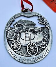 Vintage Havstad Pewter Christmas Ornament Concord New Hampshire Wagon 2” Norway  picture