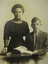 Antique Photograph Portrait Teacher & Pupil Book Study picture