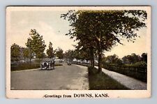 Downs KS-Kansas, General Greetings Road, Antique Vintage c1926 Souvenir Postcard picture