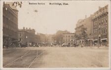 Business Section Southbridge Massachusetts Trolley Tracks 1910 RPPC Postcard picture