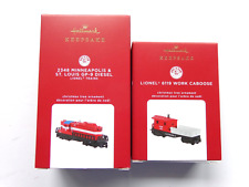 Vintage 2 Pc Lot Hallmark Keepsake Lionel Train Ornaments Pre-Owned w/Boxes #7 picture
