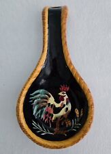 Tabletops Gallery Black Rooster Hand Painted Stoneware Spoon Rest picture