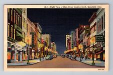 Mansfield OH-Ohio, Night View Main Street Looking South Antique Vintage Postcard picture