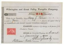 Wilmington and Great Valley Turnpike Co. - Stock Certificate - Early Turnpike St picture