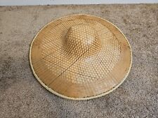 Vintage Asian Conical Hat Chinese Coolie Rice Paddy Framer Straw Bamboo Hat MCM picture