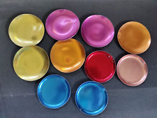 Set of 10 Vintage Colored Aluminum 6 Unmarked, 4 Steelmasters Drink Coasters picture