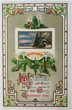 Vintage Embossed Postcard Merry Xmas May Undimmed Joy and Cheer be Thine  picture
