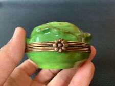 Limoges Porcelain & Brass Jewellery Trinket Box Mini Lettuce France picture
