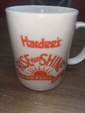 Vintage 1993 Hardee's Rise and Shine Diner Style Coffee Cup Mug Orange Off White picture