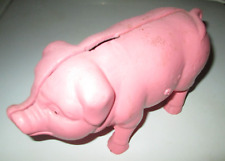 VINTAGE 8 INCH Cast Iron Pink Piggy Pig Hog Vintage Penny Coin STILL Bank picture