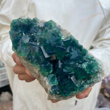 3.8lb Large NATURAL Green Cube FLUORITE Quartz Crystal Cluster Mineral Specimen picture