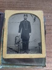 Vintage Tintype Man In Uniform Band Member? Instrument  picture