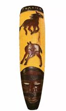 VINTAGE Hand Carved Wooden Jamaica Mask Wall Hanging Vtg Wall piece Decor Tribal picture