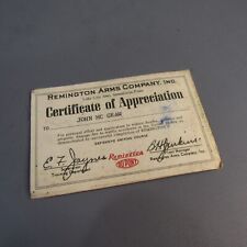Vintage Remington Arms Company Certificate of Appreciation Card Mid Century picture