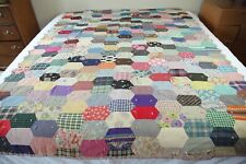FLAWS WEAR Antique VTG Hand Tied Patchwork Quilt Feedsacks Novelty Print 63x80 picture