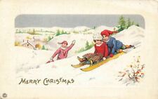 c1910 -20s Children Toboggan Sled Snow Christmas P281 picture