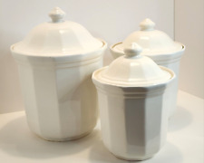 Pfaltzgraff Heritage White Canister Set of 3 Stoneware Vintage Cottage Style picture