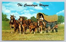 Horse Drawn Conestoga Covered Wagon Lapp's Pequea Valley Farm PA Vtg Postcard picture