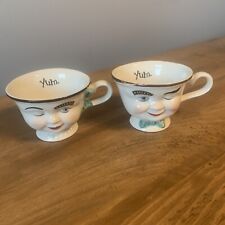2 Bailey's Irish Cream Coffee Tea Cups Mugs Mr Mrs Yum Winking Man and Woman New picture