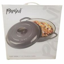 Parini Cast Iron 2.7 QT French Oven Gray With Lid Handles Brand New In Box NIB picture