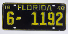 Vintage 1948 Florida License Plate #6-1192 (Good Cosmetic Condition) picture