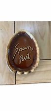 Hull Pottery Ceramic Spoon Rest Brown Drip Oval Shaped Oven Proof USA Vintage picture
