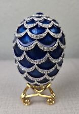 Joan Rivers Faberge Egg Imperial Treasures Winter Ice Crystal Egg Blue Pinecone picture