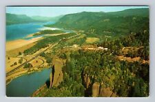 OR-Oregon, Aerial Columbia River Separating Two States, Vintage c1961 Postcard picture