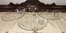 VINTAGE MID CENTURY FEDERAL GLASS HOMESTEAD SNACK SETS LOT OF 3 + 1 XTRA CUP EUC picture