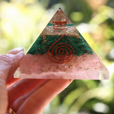 Rose Quartz and Malachite Orgone Pyramid XL 75mm 3 inch EMF & 5G Protection picture