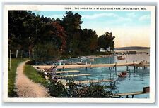 1923 The Shore Path Belvidere Park Dirt Pathway Lake Geneva Wisconsin Postcard picture