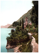 Italy, Lago di Lugano, Oria Vintage albumen print, photochromy, vintage ph picture
