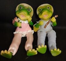 Pair of Frog Shelf Sitters Relaxing Excellent Condition. Estate Male and Female picture