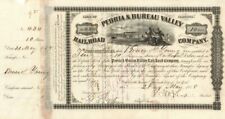 Peoria and Bureau Valley Railroad Co. Signed by N.B. Judd - Stock Transfer - Aut picture