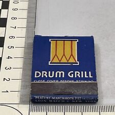 Rare Feature Matchbook Drum Grill Hotel Commander Mass  gmg 5 Matches picture