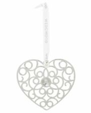 Wedgwood silver plated filligree heart christmas ornaments #40009050 NEW picture