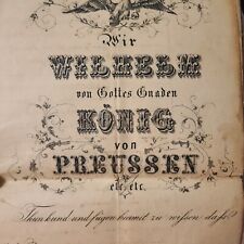 Wilhelm King Of Prussia Document Rare Ephemera 1700's - 1800's See Desciption picture