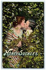 c1910's Valentine Couple Kissing Romance Under The Tree Winsch Back Postcard picture